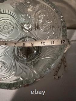 Stunning Vintage/Antique Smith Glass Pinwheel & Stars Punchbowl/Stand