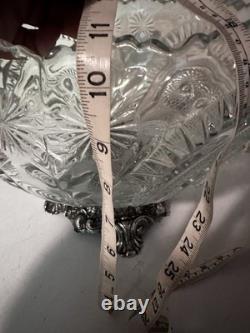 Stunning Vintage/Antique Smith Glass Pinwheel & Stars Punchbowl/Stand