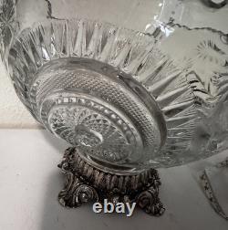 Stunning Vintage/Antique Smith Glass Pinwheel & Stars Punchbowl/Stand
