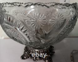 Stunning Vintage/Antique Smith Glass Pinwheel & Stars Punchbowl/Stand