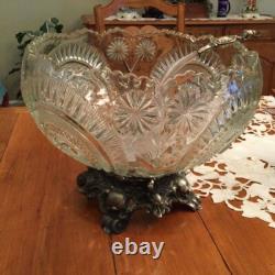 Stunning Vintage/Antique Smith Glass Pinwheel & Stars Punchbowl/Stand/Ladle