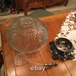 Stunning Vintage/Antique Smith Glass Pinwheel & Stars Punchbowl/Stand/Ladle