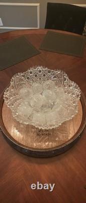 Stunning Vintage L. E. Smith 19-Piece Crystal Glass Punch Bowl Set + 18 Cups