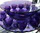 Sun Purple Punch Bowl with Under Plate and 12 Cups