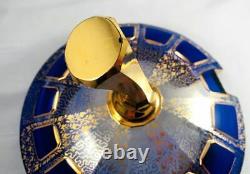 Superb Moser Cobalt Blue & Gold Cabochon Bohemian Punch Bowl +12 Cups Rare & EXC