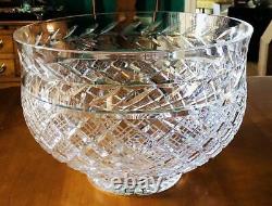 Superb Waterford Crystal GLANDORE 12 Punch Bowl Gothic Mark Ireland, FREE SHIP