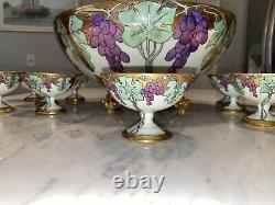 T&V Limoges Punch Bowl Set 1913 Art Nouveau