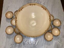 T&V Limoges Punch Bowl Set 1913 Art Nouveau