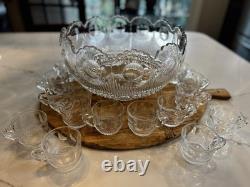 TIFFIN-FRANCISCAN Bullseye 19 Piece Punch Bowl Set Original Box 1957 Wrapping