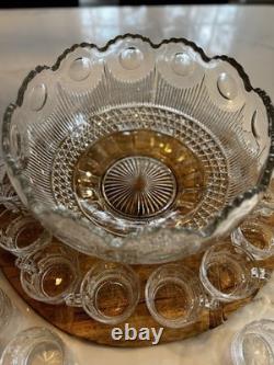 TIFFIN-FRANCISCAN Bullseye 19 Piece Punch Bowl Set Original Box 1957 Wrapping
