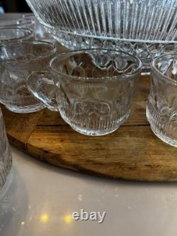 TIFFIN-FRANCISCAN Bullseye 19 Piece Punch Bowl Set Original Box 1957 Wrapping