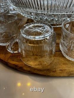 TIFFIN-FRANCISCAN Bullseye 19 Piece Punch Bowl Set Original Box 1957 Wrapping TIFFIN-FRANCISCAN Bullseye 19 Piece Punch Bowl Set Original Box 1957 Wrapping