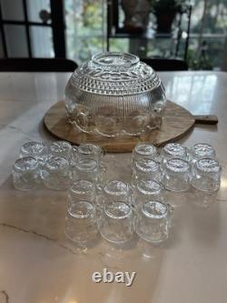TIFFIN-FRANCISCAN Bullseye 19 Piece Punch Bowl Set Original Box 1957 Wrapping
