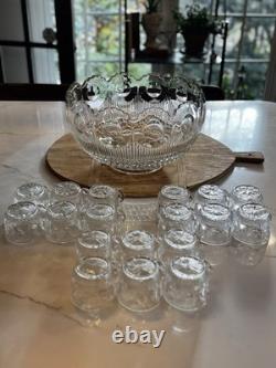 TIFFIN-FRANCISCAN Bullseye 19 Piece Punch Bowl Set Original Box 1957 Wrapping