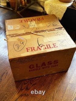 TIFFIN-FRANCISCAN Bullseye 19 Piece Punch Bowl Set Original Box 1957 Wrapping