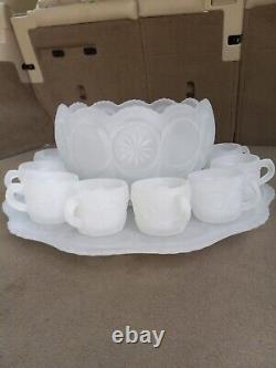 TIFFIN FRANCISCAN MOON and stars BOWL SET 12 CUPS frosted hard to find rare
