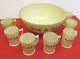 TOM AND JERRY PUNCH BOWL SET w9 CUPS VINTAGE McKEE GLASS CO CUSTARD NICE