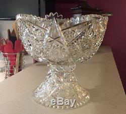 Two Piece Cut Glass Crystal Abp Punch Bowl Diamond Designstunning