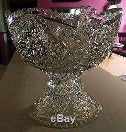 Two Piece Cut Glass Crystal Abp Punch Bowl Diamond Designstunning