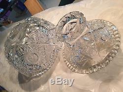 Two Piece Cut Glass Crystal Abp Punch Bowl Diamond Designstunning