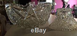 Two Piece Cut Glass Crystal Abp Punch Bowl Diamond Designstunning