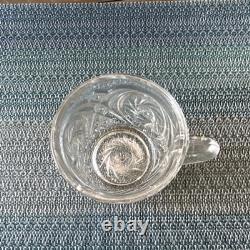 Thirty Three-Piece Pressed Glass Punch Bowl Set with Cups and Handles, Clear