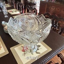 Thirty Three-Piece Pressed Glass Punch Bowl Set with Cups and Handles, Clear