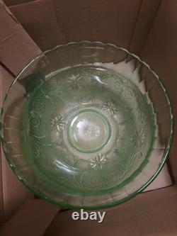 Tiara Exclusive Green Chantilly Glass Cups & Punchbowl and Snack sets