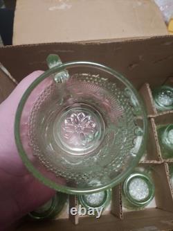 Tiara Exclusive Green Chantilly Glass Cups & Punchbowl and Snack sets