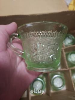 Tiara Exclusive Green Chantilly Glass Cups & Punchbowl and Snack sets