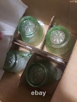 Tiara Exclusive Green Chantilly Glass Cups & Punchbowl and Snack sets