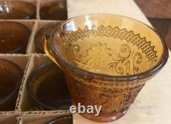 Tiara Glassware Amber Glass Punch Bowl Set Bowl, Ladle & 12 Cups