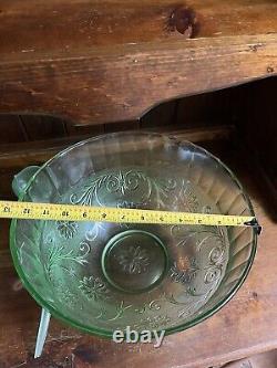 Tiara Green Glass Punch Bowl Set