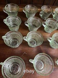 Tiara Green Glass Punch Bowl Set