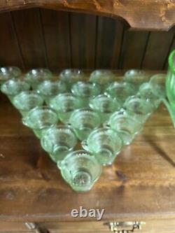 Tiara Green Glass Punch Bowl Set