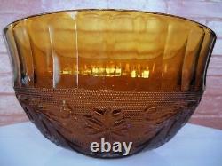 Tiara Indiana Glass Amber Sandwich Punch Bowl & Ladle & Cups & Hooks 26 pc Set