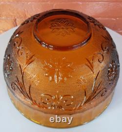 Tiara Indiana Glass Amber Sandwich Punch Bowl & Ladle & Cups & Hooks 26 pc Set