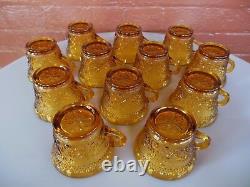 Tiara Indiana Glass Amber Sandwich Punch Bowl & Ladle & Cups & Hooks 26 pc Set