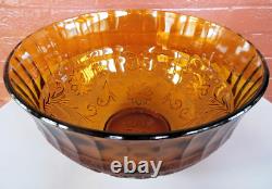 Tiara Indiana Glass Amber Sandwich Punch Bowl & Ladle & Cups & Hooks 26 pc Set