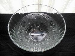 Tiara Indiana Glass Clear Sandwich Punch Bowl, Ladle, Cups, Hooks 26 piece Set