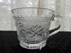 Tiara Indiana Glass Clear Sandwich Punch Bowl, Ladle, Cups, Hooks 26 piece Set