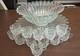 Tiara Punch Bowl Set with Serving Tray & 12 Cups Vintage Pressed Glass