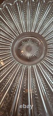 Tiara Punch Bowl Set with Serving Tray & 12 Cups Vintage Pressed Glass