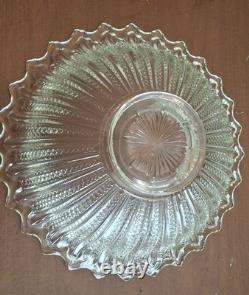 Tiara Punch Bowl Set with Serving Tray & 12 Cups Vintage Pressed Glass