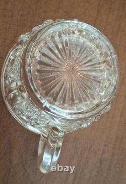 Tiara Punch Bowl Set with Serving Tray & 12 Cups Vintage Pressed Glass