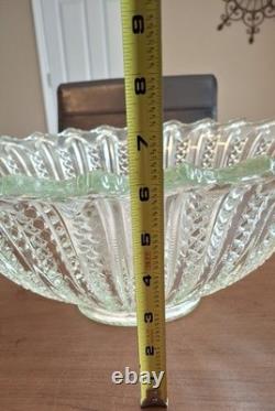 Tiara Punch Bowl Set with Serving Tray & 12 Cups Vintage Pressed Glass
