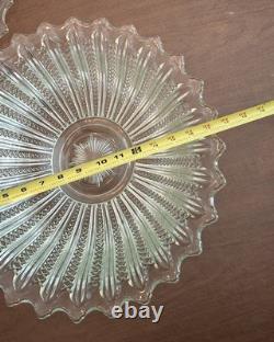 Tiara Punch Bowl Set with Serving Tray & 12 Cups Vintage Pressed Glass