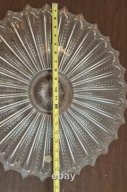 Tiara Punch Bowl Set with Serving Tray & 12 Cups Vintage Pressed Glass