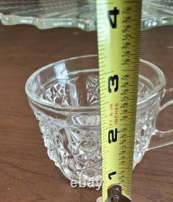 Tiara Punch Bowl Set with Serving Tray & 12 Cups Vintage Pressed Glass