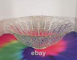 Tiffin BRISTOL DIAMOND Punch Bowl Set with 19 Cups Vintage 1950s Glass